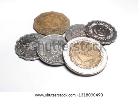 Libyan dinar on white background             