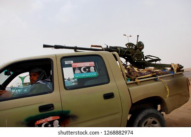 Libyan Rebel Travel To A Battle Line Where They Will Fight Colonel Muammar Gaddafi's Army. Ajdabiya, Libya, April 7, 2011 