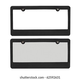 license plate borders one blank one with reflective plate isolated on a white background