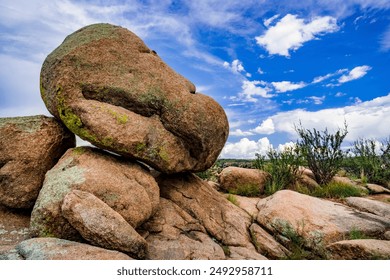 Lichen covered granite boulders stacked in the mountains of Prescott Arizona - Powered by Shutterstock