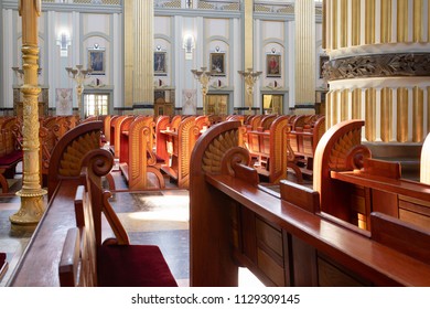 Lichen / Poland - 07.08.2018: The Biggest Catholic Basilica In Poland. Interior Of The Modern Church.