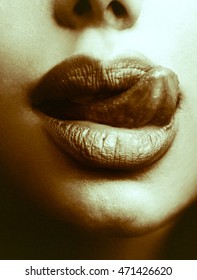 Licking Lips Close Foto Stock Shutterstock