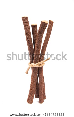 Licorice roots tied isolated on white background Imagine de stoc © 