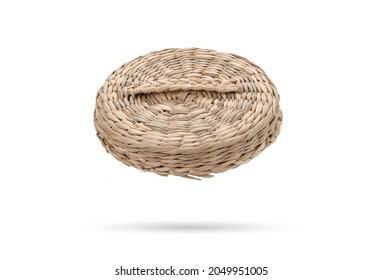 Lid Wicker Basket On White Background 