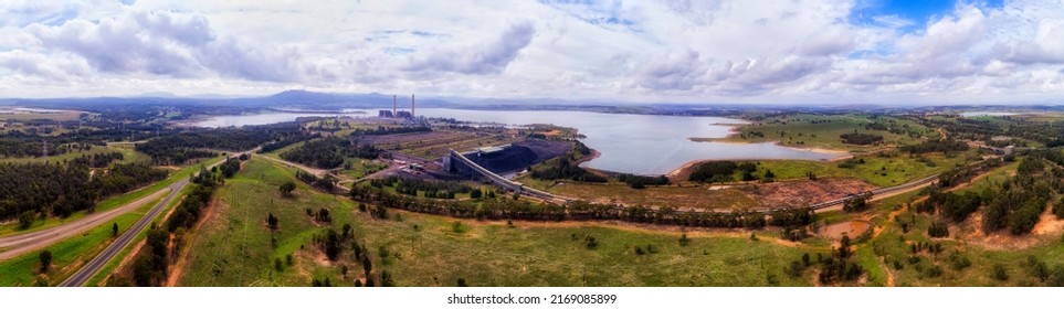 Liddell Bayswater Power Plant Electricity Generation Station In Australia - Wide Aerial Panorama.