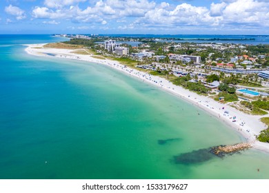 Lido Key Beach St Armands Circle Sarasota Florida Aerial Picture on Sunny Day with Calm Blue Water 