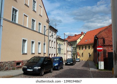 Lidzbark Warminski, Poland - May 6, 2019: Cityscape Of Central  Lidzbark Warminski, A Town In The Warmian-Masurian Voivodeship In Poland And The Capital Of Lidzbark County.