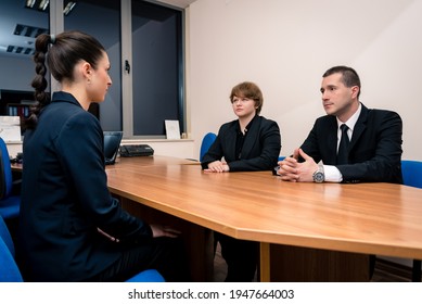 Lie Detector Machine And Personnel In A Business Suites