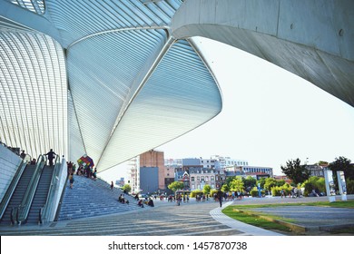 Liege, Belgium - JULY 07, 2019: Liège-Guillemins Railway Station