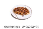 Liege Waffle Chocolate Belgique Waffle Chocolate Drizzle Isolated