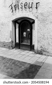 Lienz  Austria - July 14 2021: The Old Barber Shop Closed