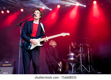 Lierop, the Netherlands - August 19, 2017: Mattie Vant of British punk rock band Vant performs live on stage at Nirwana Tuinfeest music festival.  