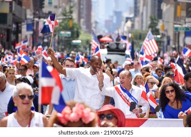 Lieutenant Governor Of New York State Antonio Delgado Is Marching Along Sixth Avenue During The Annual Dominican Day Parade On August 14, 2022 In New York City.