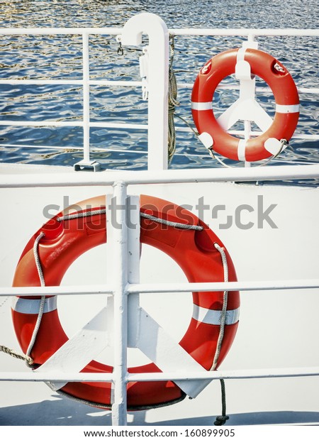 life belt at a passenger\
ship
