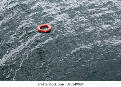 Life Buoy Floats On The Water For Salvation