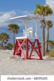 Life Guard Stand On Beach In Tarpon Springs, FL