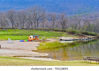 Life Guard Station And Canoes At Rocky Gap State Park