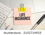 life Insurance word on tag label with calculator,