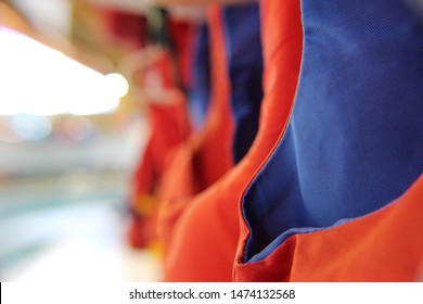 Life Jackets Indoor Pool Closeup Healthy Safe Community