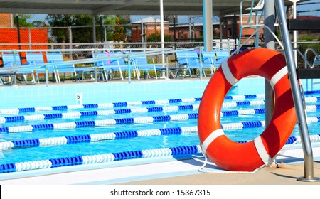 Life Preserver By Lanes In Public Swimming Pool