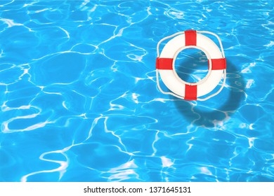 Life Preserver Floating In A Clear Pool Water