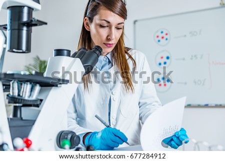 Life sciences, researcher taking observation notes