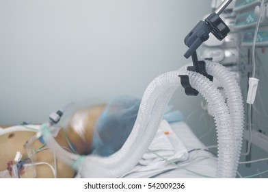 Life Support Of The Patient. Photo With Space For Text.