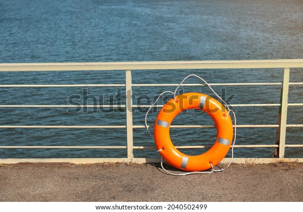 Lifebuoy ring on berth\
outdoors