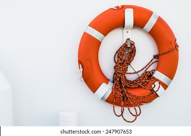 Lifebuoy Ring Onboard The Ship, A Close Up