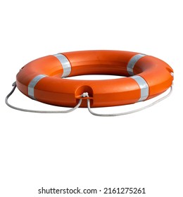 Lifebuoy with ropes to save life. isolated