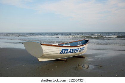 Lifeguard Boat On The Beach. Atlantic City, New Jersey