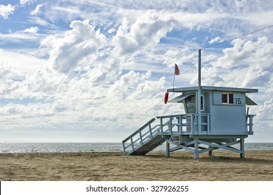 Lifeguard hut on the beach on a picturesque day