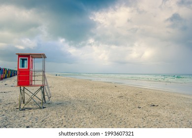 lifeguard hut on muizenberg beach, cape town, south africa