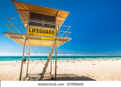 Lifeguard Patrol Tower On The Gold Coast, Queensland, Australia