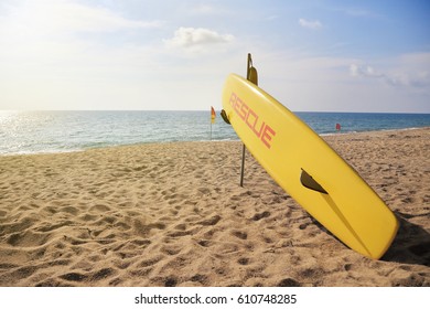 Lifeguard rescue equipment on beach