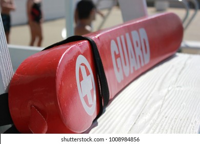 Lifeguard Rescue Tube On Lifeguard Pool Stand