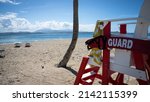 A lifeguard stand, in paradise