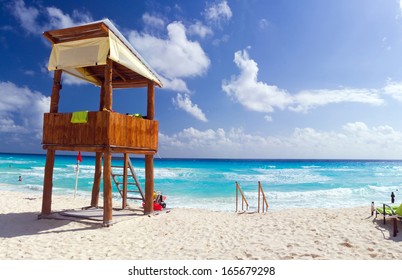 Lifeguard Station On Cancun Beach 