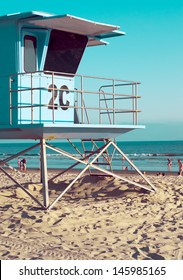 Lifeguard Tower At The Beach In San Diego, California, Vintage 