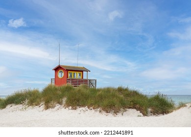 Lifeguard Tower At Beach. Skanör,  Sweden 15 July 2022