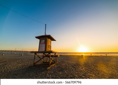 Lifeguard Tower In Newport Beach, California