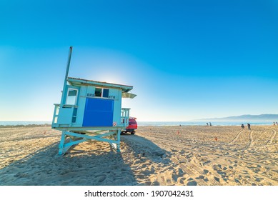 Lifeguard Tower In Newport Beach, Orange County. California, USA