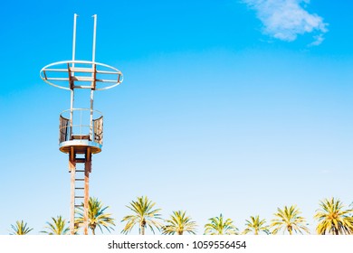 The lifeguard tower on the beach. A crow's nest sail concept