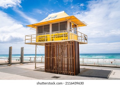 A Lifeguard Tower On Gold Coast In Queensland, Australia