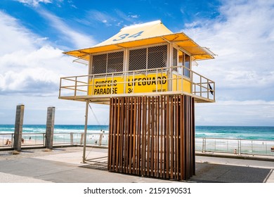 A Lifeguard Tower On Gold Coast In Queensland, Australia