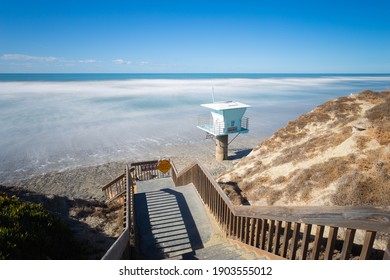 Lifeguard tower at San Elijo State Beach in Encinitas CA