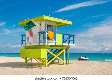 Lifeguard Tower in South Beach, Miami Beach, Florida, USA