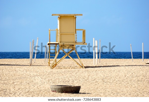 Lifeguard Towers On Beach Sand Fire Stock Photo Edit Now 728643883