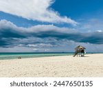 Lifeguard Watchtower, Playacar Beach, Quintana Roo, sunny day, Mexico