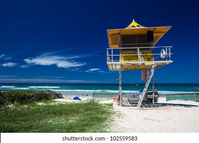 Lifesaver Patrol Tower On The Gold Coast, Queensland, Australia